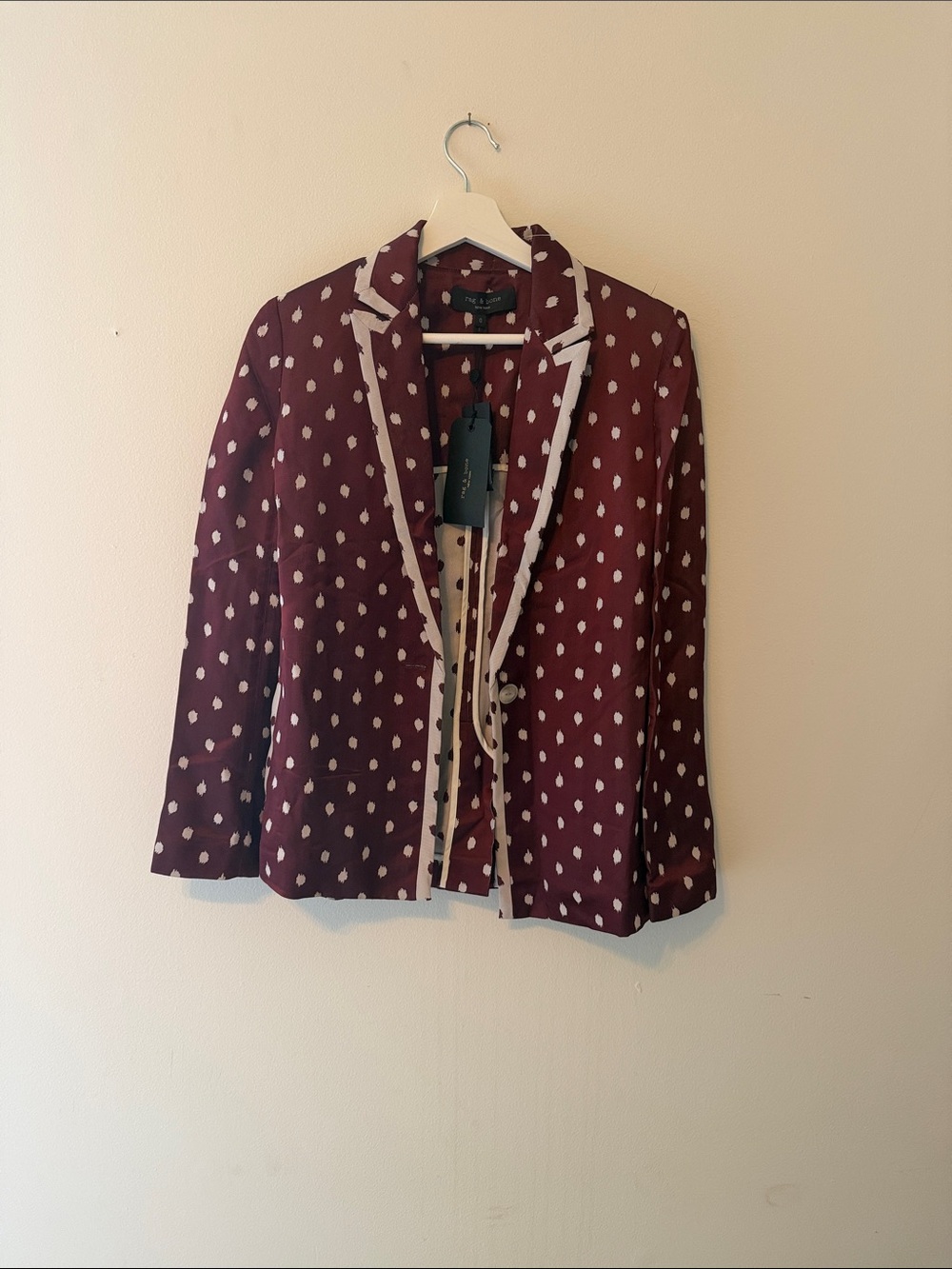 rag & bone Wine Polka Dot Trim Blazer O NWT